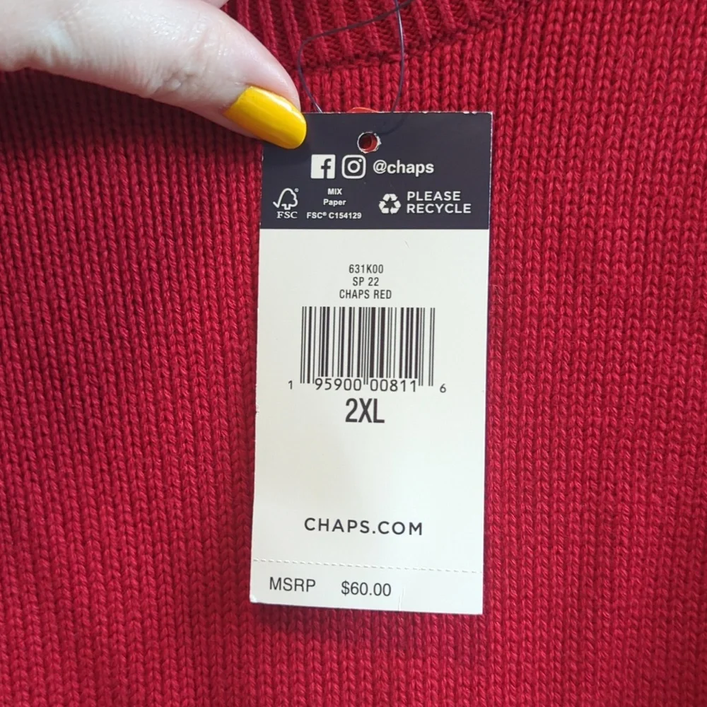 NWT Chaps Red Crewneck Sweater - Picture 5 of 6